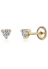 beautiful mini simulated diamond baby gold earrings